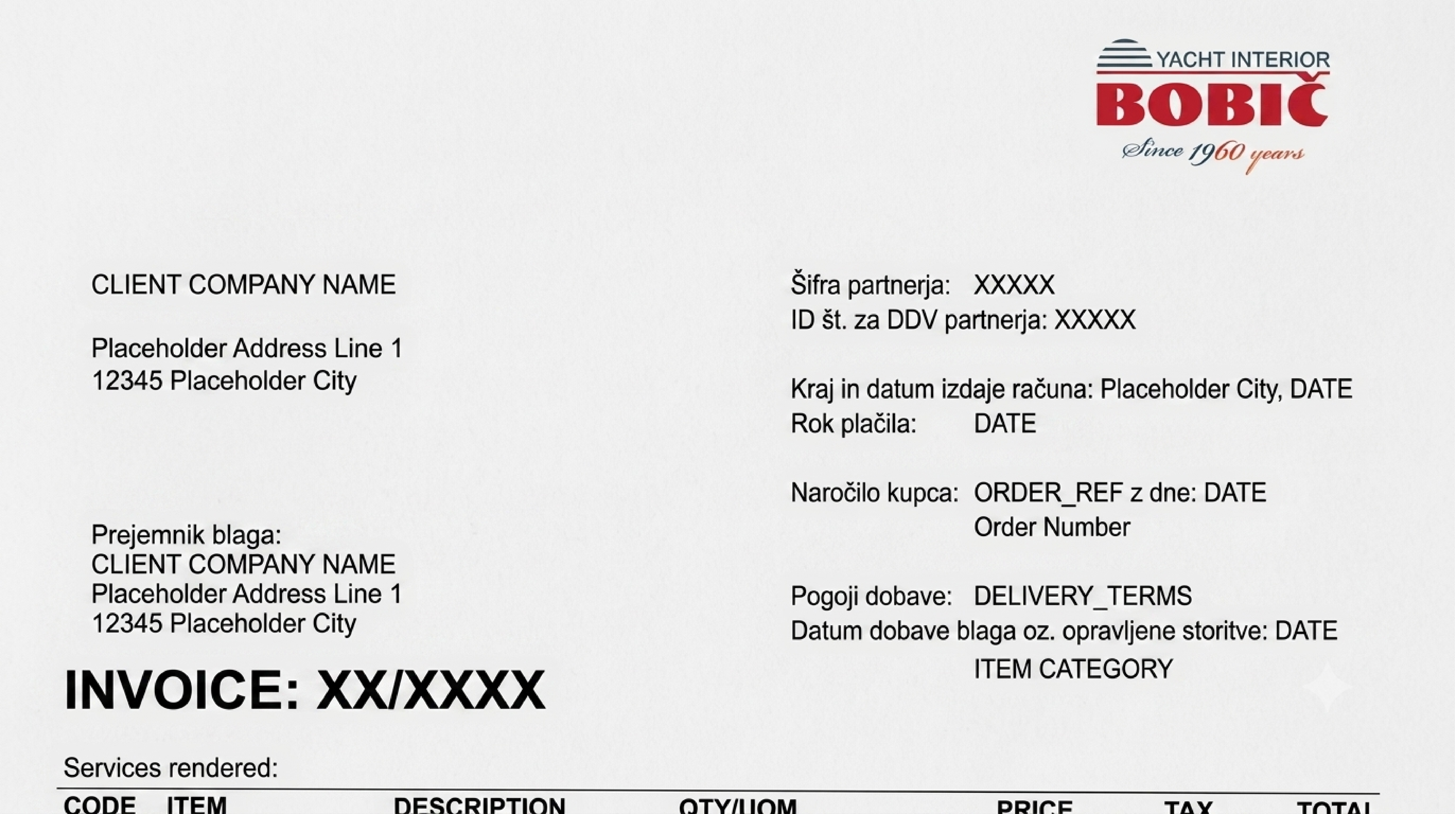 Old invoice with a third ‘Since 1960’ lockup