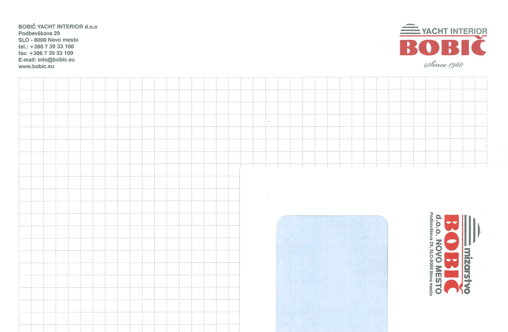 Old letterhead and envelope carrying two different logos