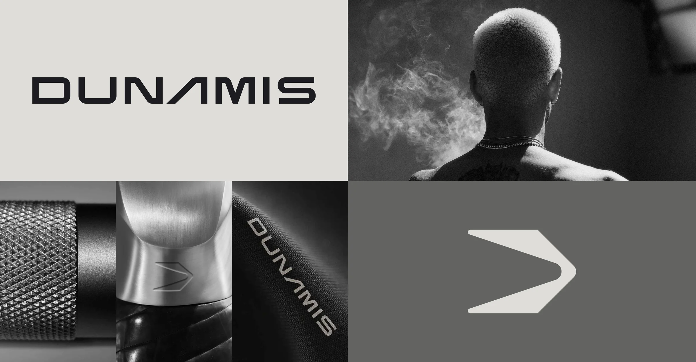 Dunamis brand world — wordmark, model, product macros and mark