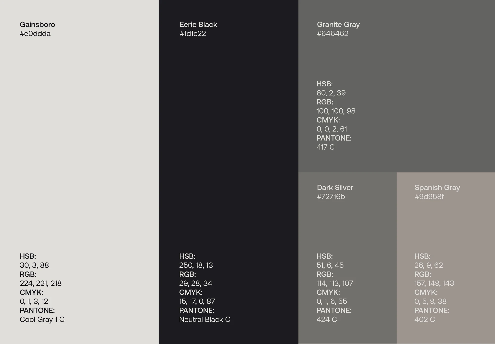 The Dunamis greyscale colour palette