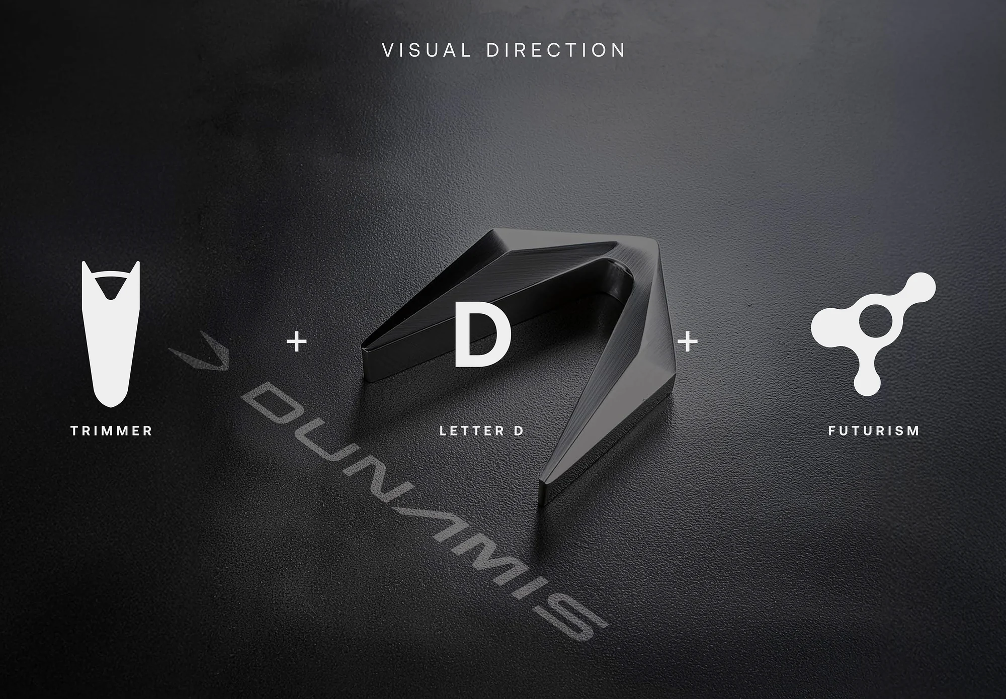 Visual direction — trimmer, letter D and futurism